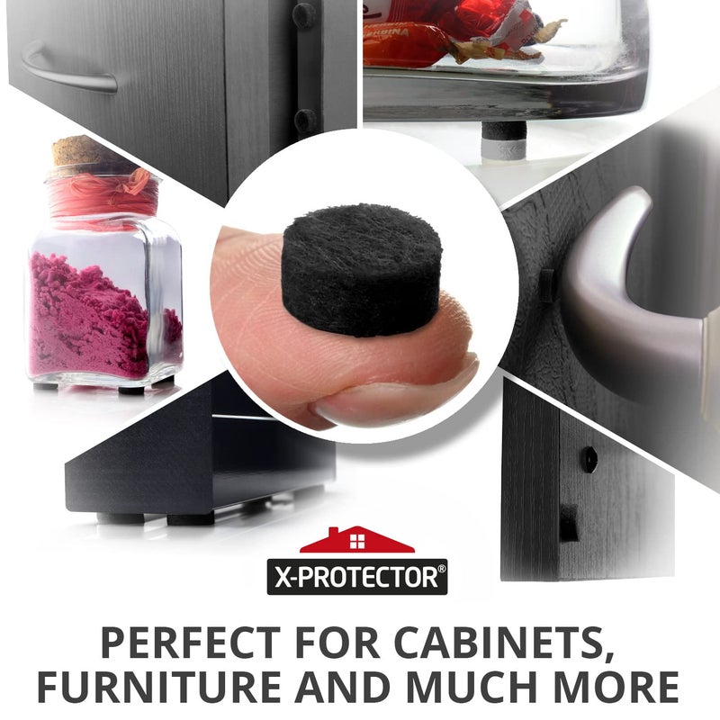 X-Protector Cabinet Door Bumpers 100 PCS – Small Felt Pads 3/8” – Ideal Black Felt Bumpers – Self-Adhesive Thick Felt Dots – Bumper Pads to Protect Glass & Other Surfaces! - Image 2